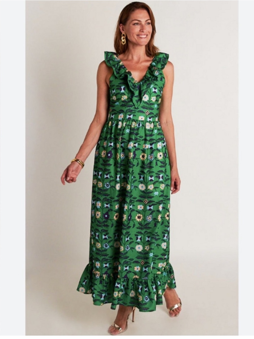 CK Bradley Edith Maxi Dress in Wildflower/Green/Purple Size M